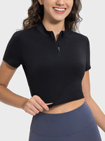 Millennia Quarter Zip Short Sleeve Active T-Shirt - Ladyez