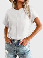 Ruched Round Neck Short Sleeve T-Shirt