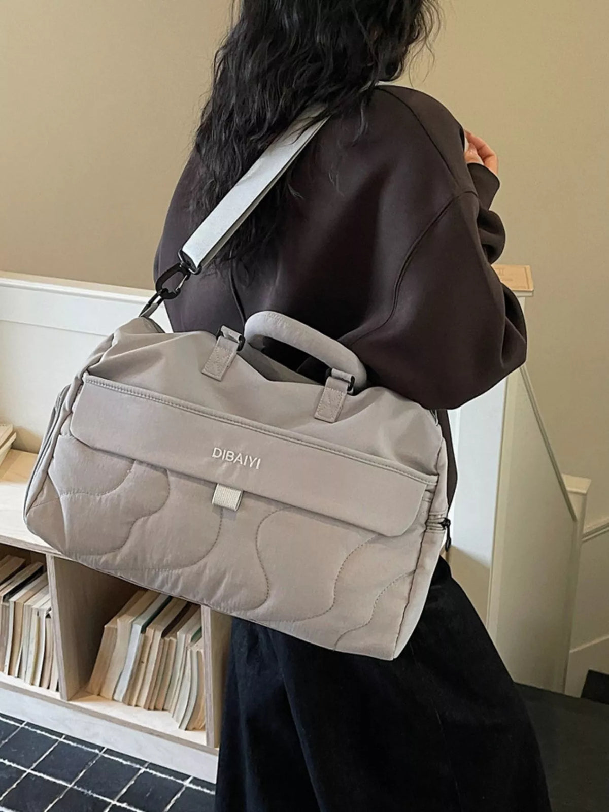 Quilted Duffel Bag with Adjustable Strap