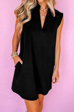 Notched Sleeveless Mini Dress