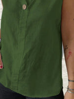 Full Size Casual Linen Sleeveless Blouse Plus Size - Ladyez