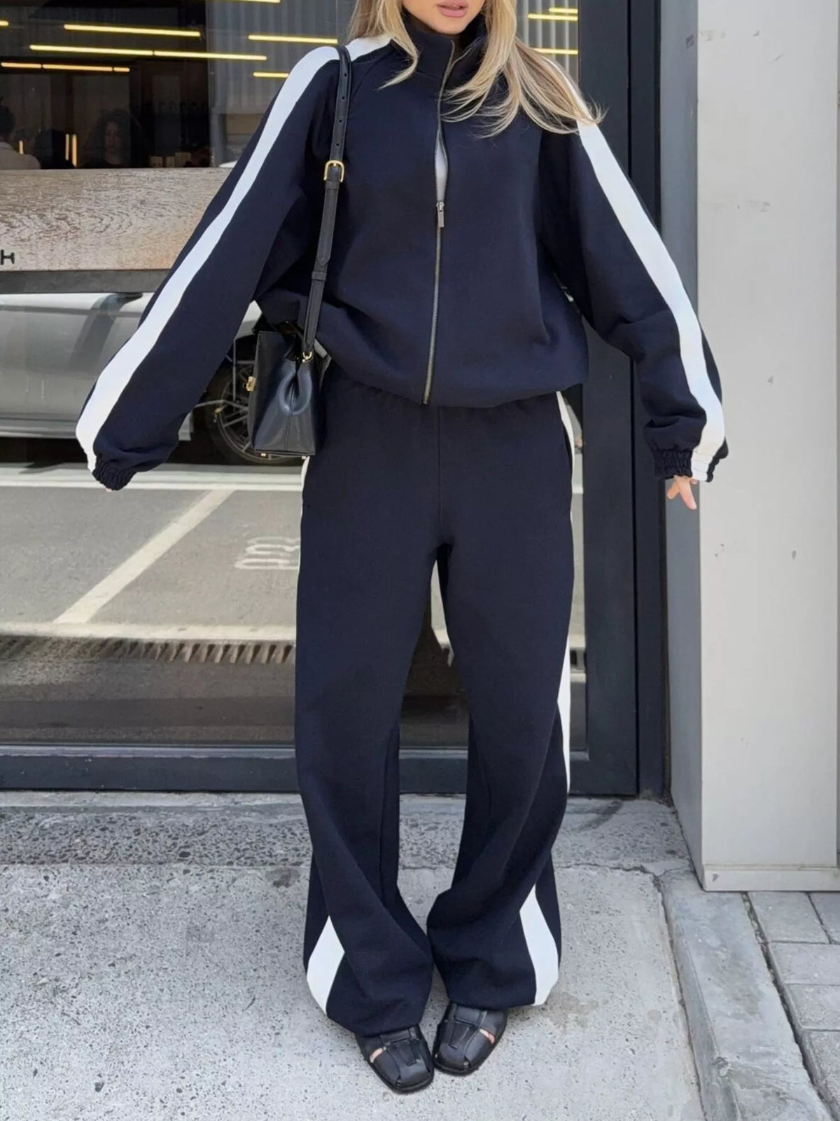 Zip Up Long Sleeve Outerwear and Pants Set
