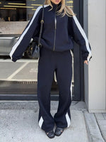 Zip Up Long Sleeve Outerwear and Pants Set