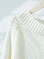 Ribbed Knit Boat Neck Sweater