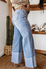 Turn-up Cuffs Loose Jeans