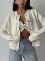 Button Up Texture Knit Cardigan