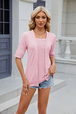Texture Square Neck Half Sleeve Blouse