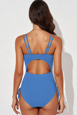 Tied Cutout Plunge One-Piece Swimsuit - Ladyez