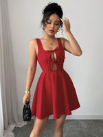 Tie Front Wide Strap Dress - Ladyez