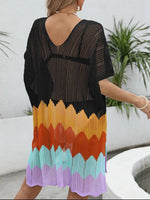 Openwork V-Neck Half Sleeve Cover-Up - Ladyez
