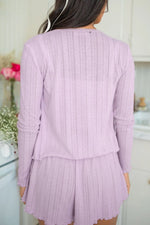 Button Down Cardigan, Cami and Shorts Set
