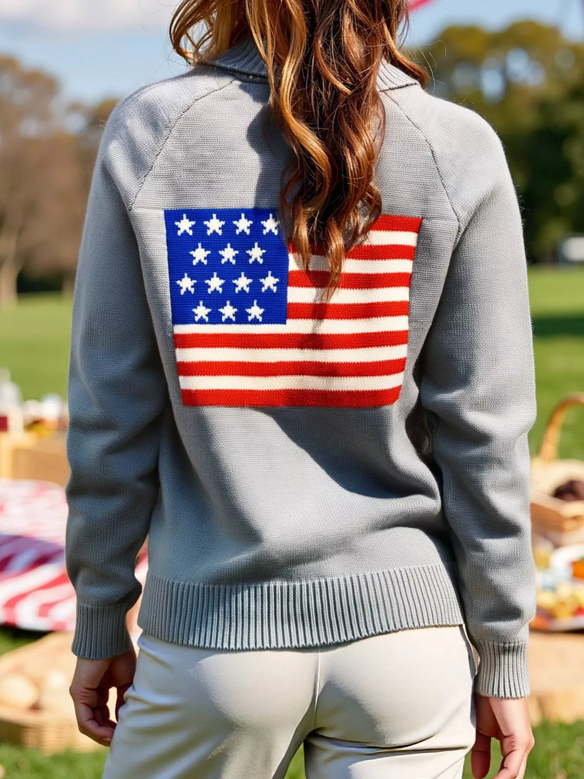 US Flag Button Up Cardigan