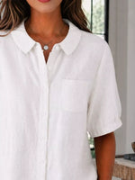Full Size Button Up Short Sleeve Shirt Plus Size