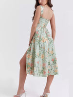 Floral Print Midi Dress with Slit