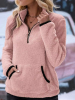 Full Size Cozy Fleece Quarter Zip Long Sleeve Sweatshirt Plus Size