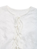 Eyelet Tie Front Sleeveless Mini Dress