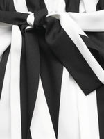 Striped Surplice Flutter Sleeve Wrap Blouse