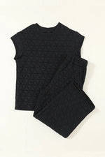 Short Sleeve Top and Pocketed Pants Lounge Set - Ladyez