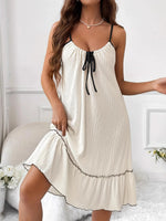Full Size Tiered Ruffled Lounge Dress with Contrast Trim Plus Size - Ladyez