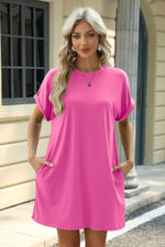 Florira Short Sleeve Mini Dress with Pockets - Ladyez