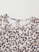 Leopard Ruffled Flutter Sleeve Keyhole Back Mini Dress