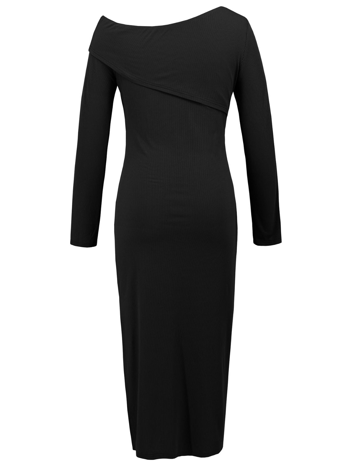 Slit One Shoulder Long Sleeve Dress - Ladyez