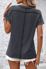 Mandy Striped Round Neck Short Sleeve T-Shirt - Ladyez