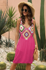 Geometric V-Neck Spaghetti Strap Cover Up Dress - Ladyez
