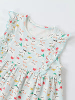 Children's Ruffle Sleeve Cartoon Print Dress