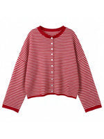 Button-Down Striped Knit Cardigan