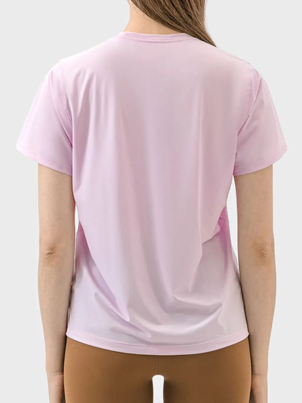 Millennia Slit Round Neck Short Sleeve Active T-Shirt - Ladyez