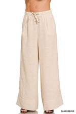 Zenana Woven Airflow Drawstring Pants