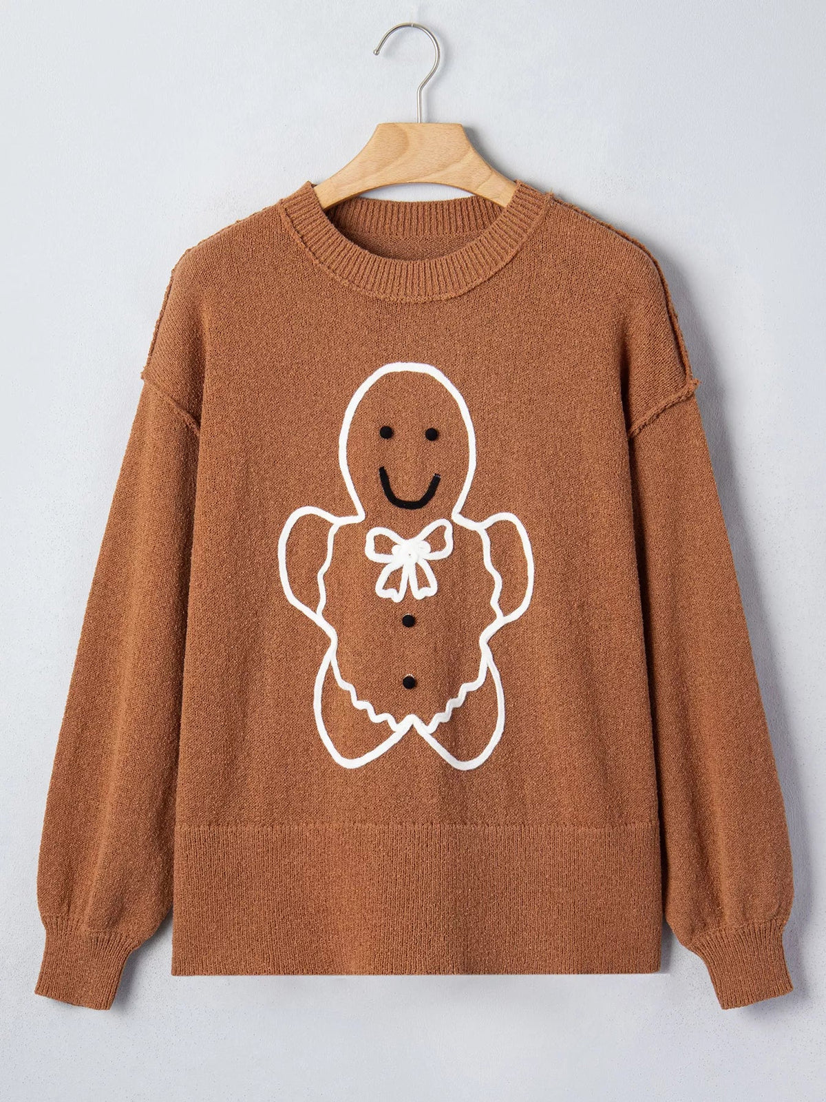 Oversized Drop Shoulder Round Neck Christmas Sweater