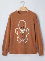 Oversized Drop Shoulder Round Neck Christmas Sweater