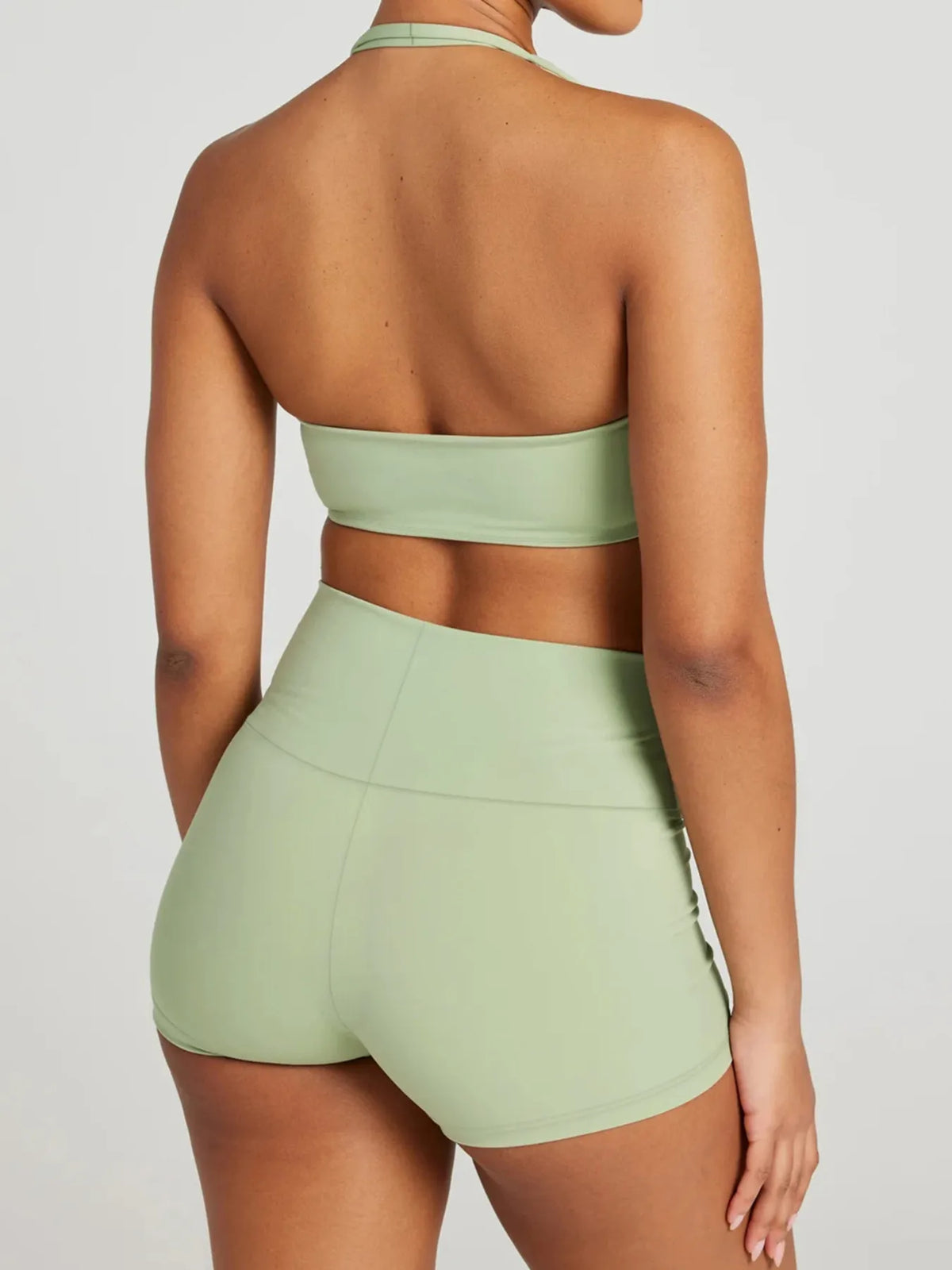 Halter Neck Cami and Shorts Active Set - Ladyez