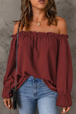 Frill Off-Shoulder Flounce Sleeve Blouse - Ladyez
