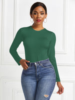 Round Neck Long Sleeve Bodysuit - Ladyez