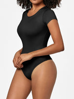 Full Size Round Neck Short Sleeve Bodysuit - Ladyez