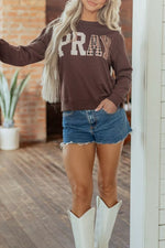 Plaid 'PRAY' Crew Neck Sweatshirt