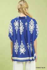 Umgee Abstract Print Button Down Short Sleeve Shirt