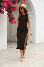 Cutout Openwork Round Neck Sleeveless Cover-Up - Ladyez
