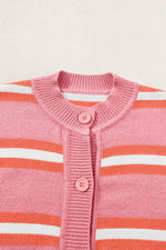 Striped Button Down Long Sleeve Cardigan