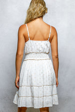 POL Floral Embroidered Tassel Mini Cami Dress with Smocked Waistband
