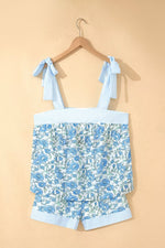 Floral Print Tie-Strap Top and Shorts Set