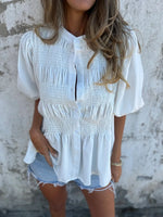 Full Size Smocked Puff Sleeve Blouse Plus Size