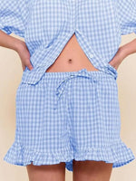 Gingham Ruffle Trim Top and Shorts Set