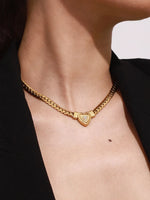 18K Gold-Plated Inlaid Zircon Heart Chain Necklace