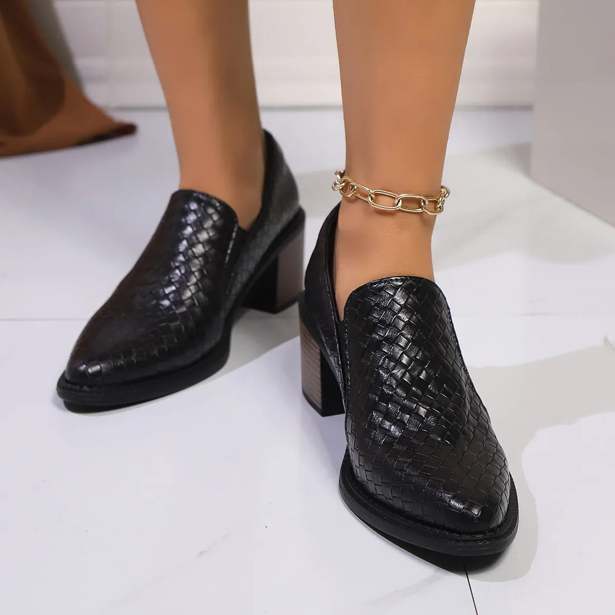 Point Toe Block Heels Pumps - Ladyez