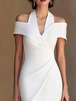 Cold Shoulder Halter Neck Midi Dress