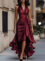 Ruffled Halter Neck Maxi Dress